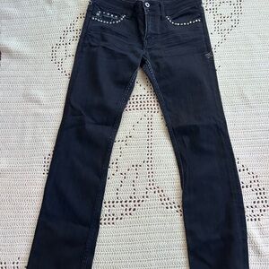 Miss Me Black Straight Leg Jeans with Silver Accents